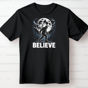 Believe – Bigfoot Moon Graphic T-Shirt