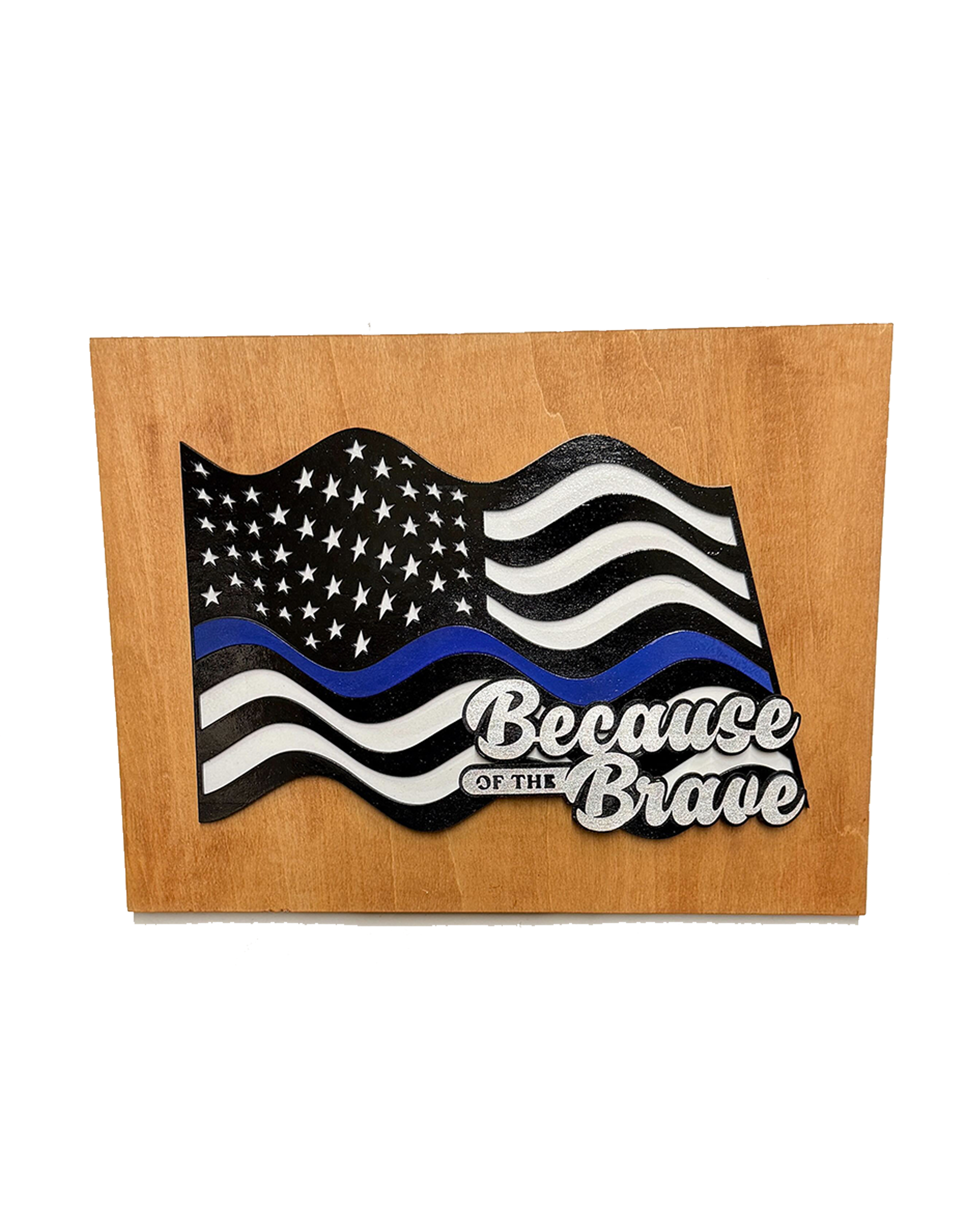 Thin Blue Line American Flag Wood Wall Art – Law Enforcement Support with Custom Phrase - Image 9