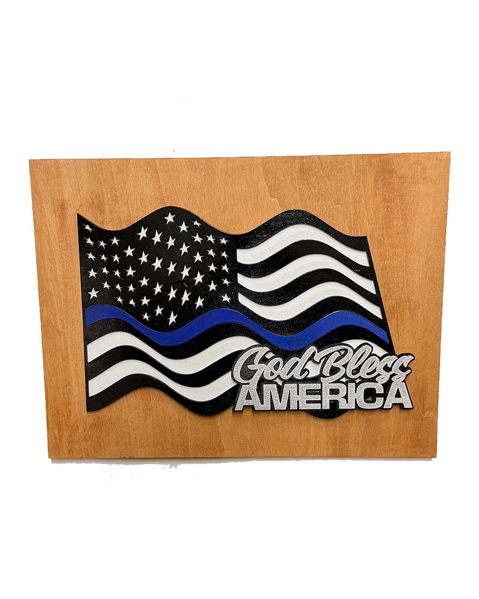 Thin Blue Line American Flag Wood Wall Art – Law Enforcement Support with Custom Phrase - Image 16
