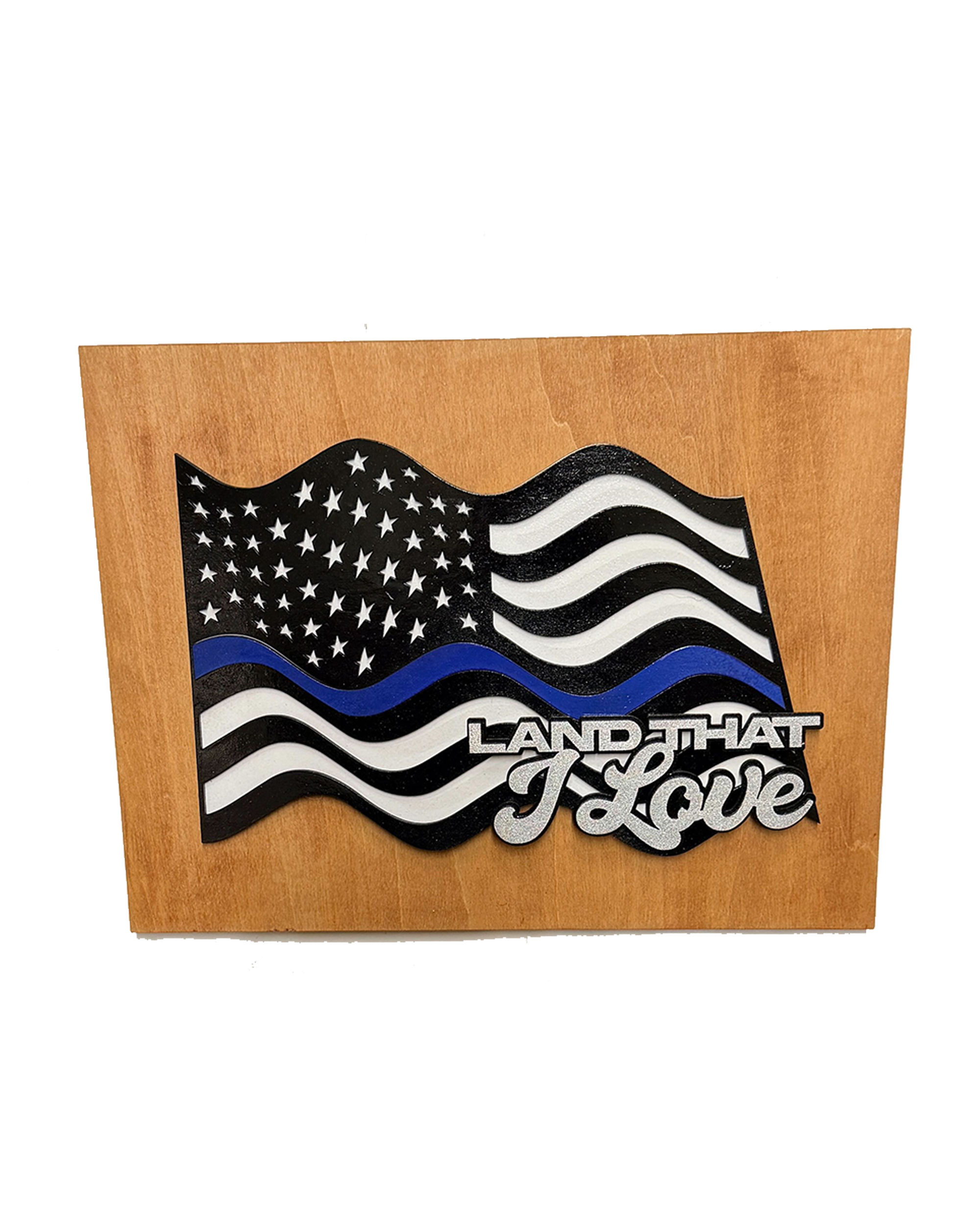 Thin Blue Line American Flag Wood Wall Art – Law Enforcement Support with Custom Phrase - Image 13
