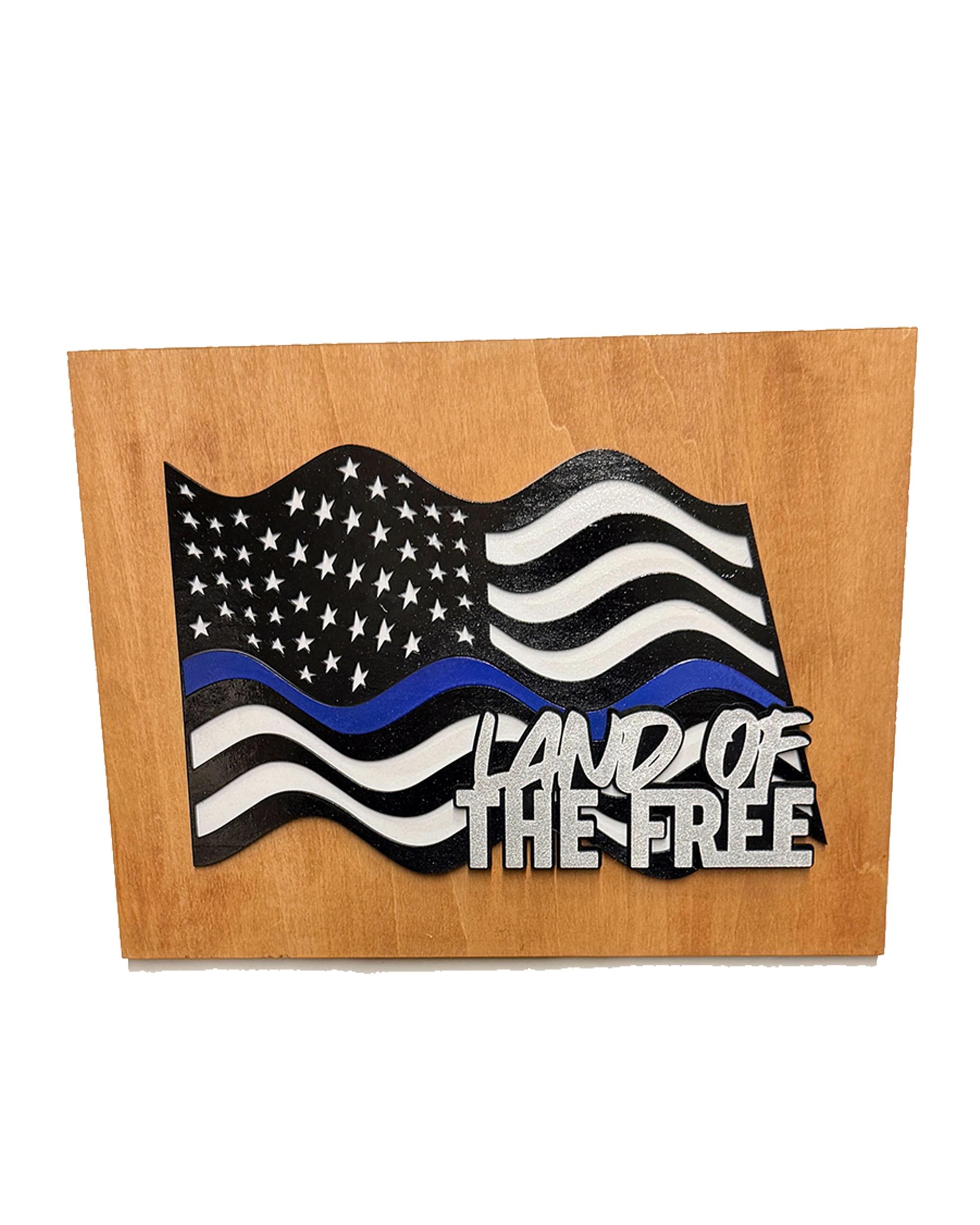 Thin Blue Line American Flag Wood Wall Art – Law Enforcement Support with Custom Phrase - Image 17