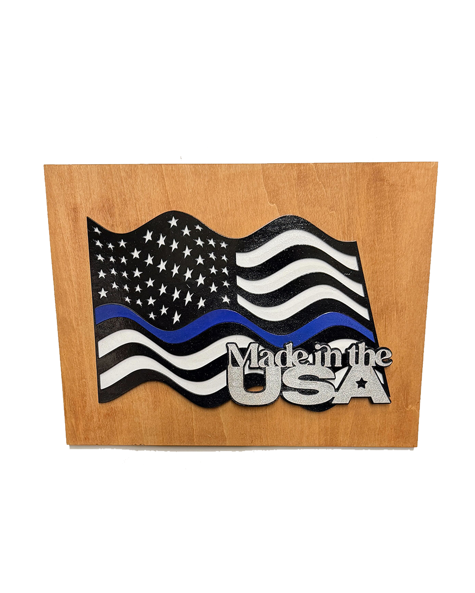 Thin Blue Line American Flag Wood Wall Art – Law Enforcement Support with Custom Phrase - Image 11