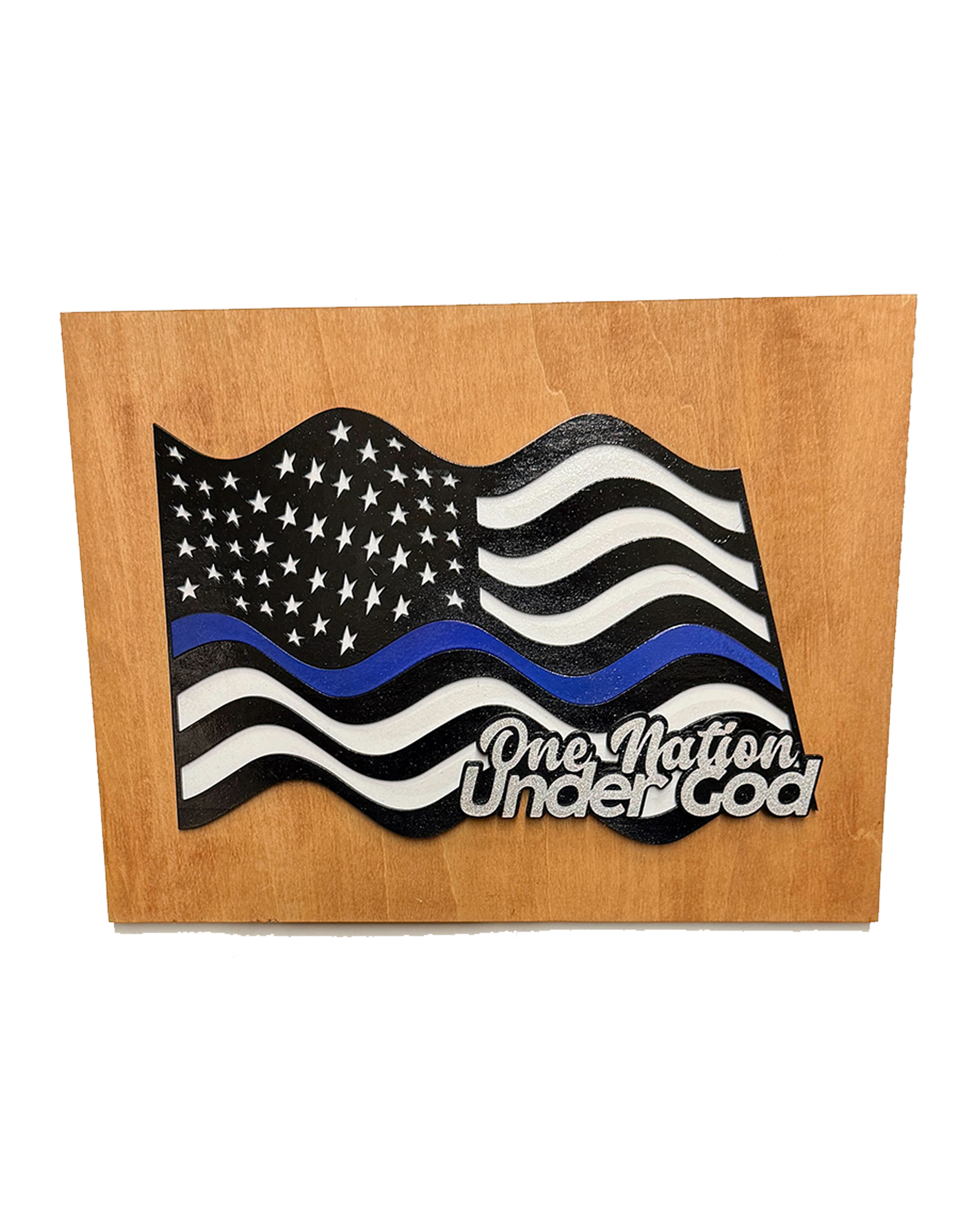 Thin Blue Line American Flag Wood Wall Art – Law Enforcement Support with Custom Phrase - Image 14