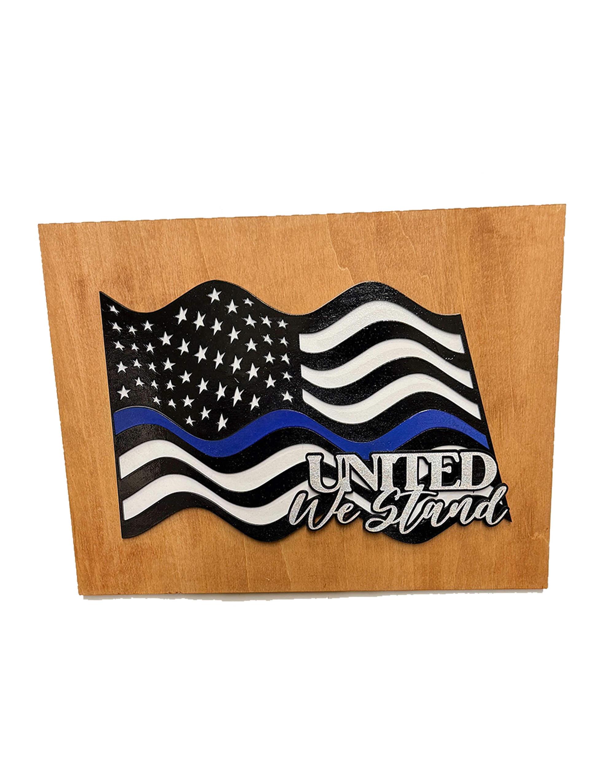 Thin Blue Line American Flag Wood Wall Art – Law Enforcement Support with Custom Phrase - Image 15
