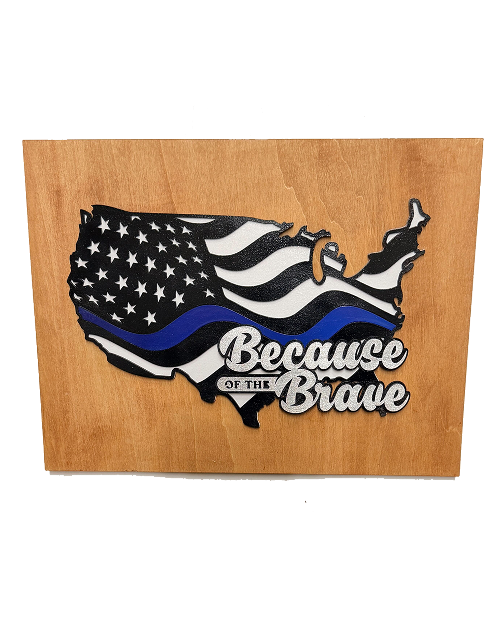 Thin Blue Line American Flag Wood Wall Art – Law Enforcement Support with Custom Phrase - Image 4