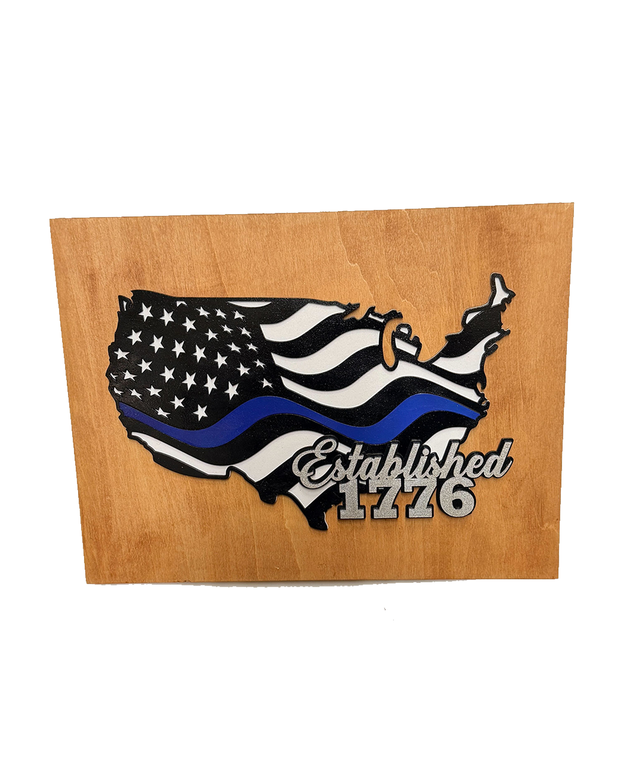 Thin Blue Line American Flag Wood Wall Art – Law Enforcement Support with Custom Phrase - Image 8