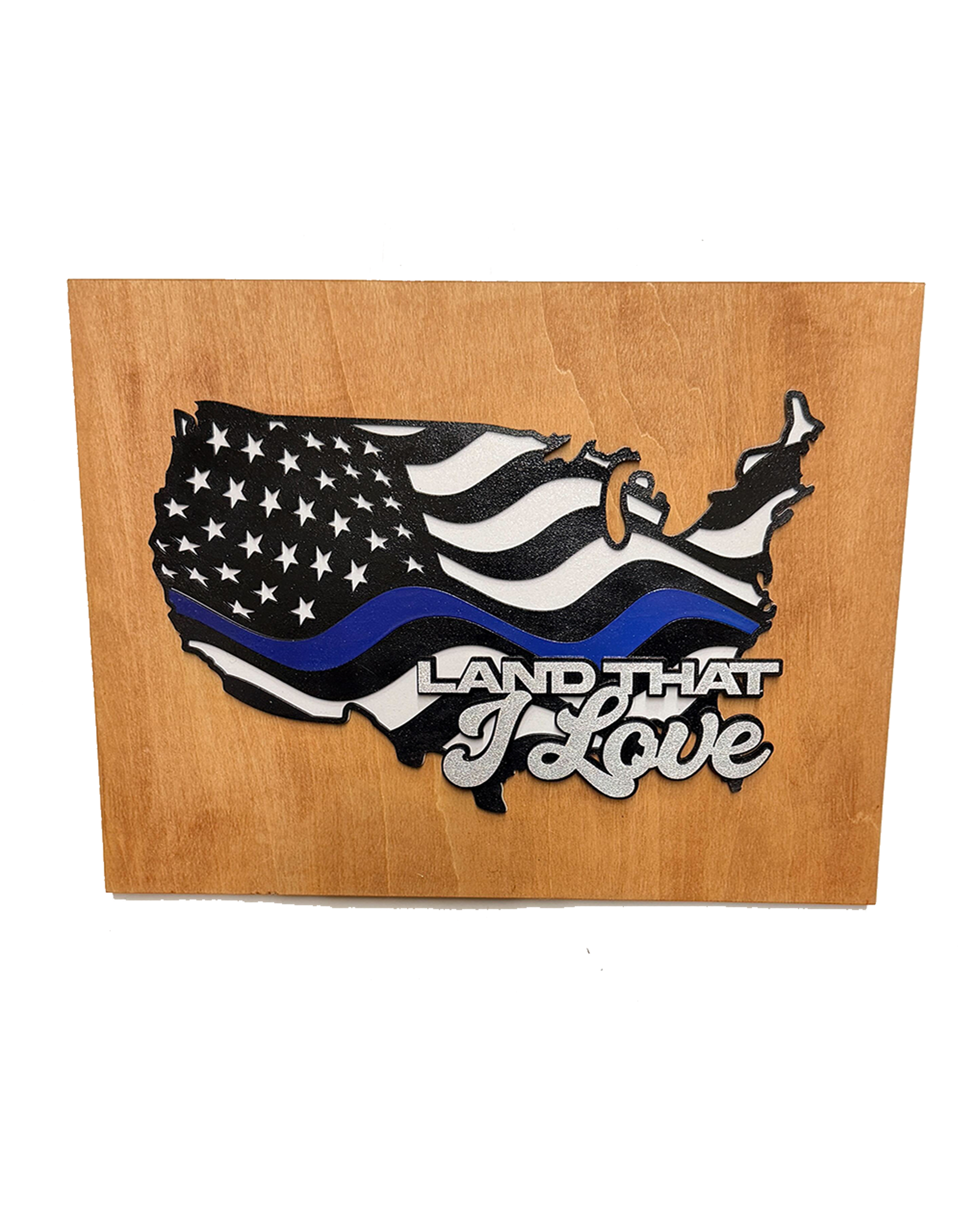 Thin Blue Line American Flag Wood Wall Art – Law Enforcement Support with Custom Phrase - Image 3