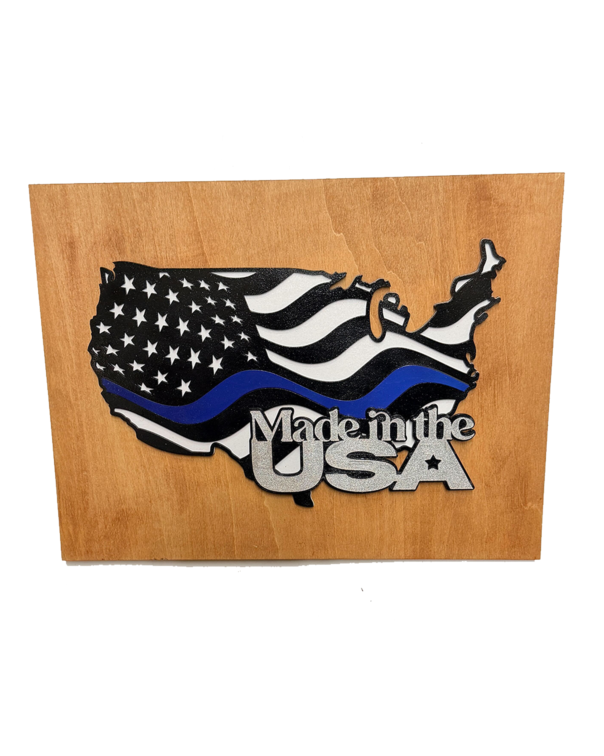 Thin Blue Line American Flag Wood Wall Art – Law Enforcement Support with Custom Phrase - Image 5