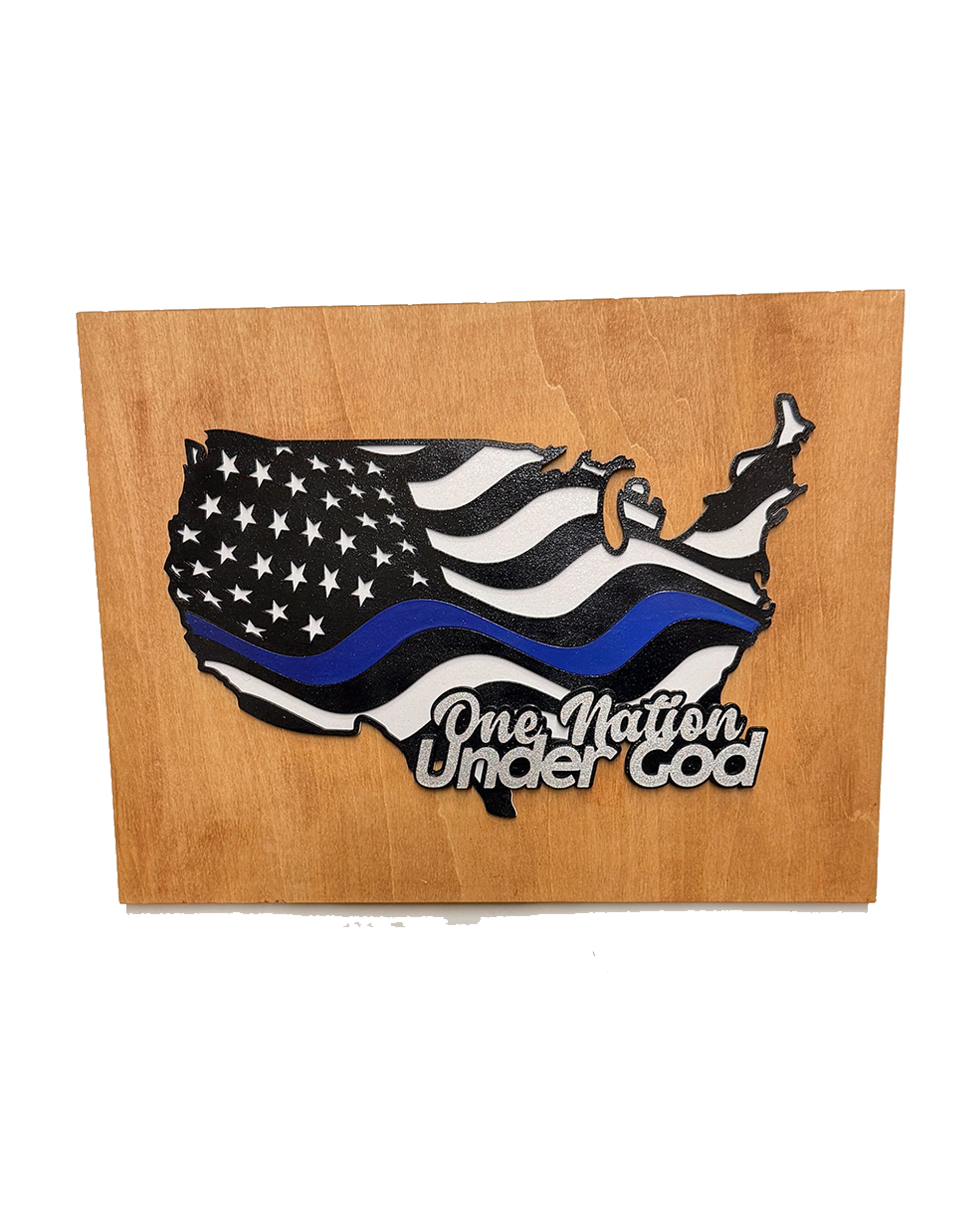 Thin Blue Line American Flag Wood Wall Art – Law Enforcement Support with Custom Phrase - Image 6