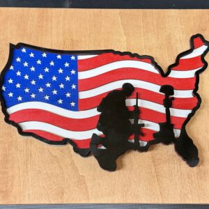 Remember the Fallen – Handmade Layered Wood USA Military Memorial Wall Art