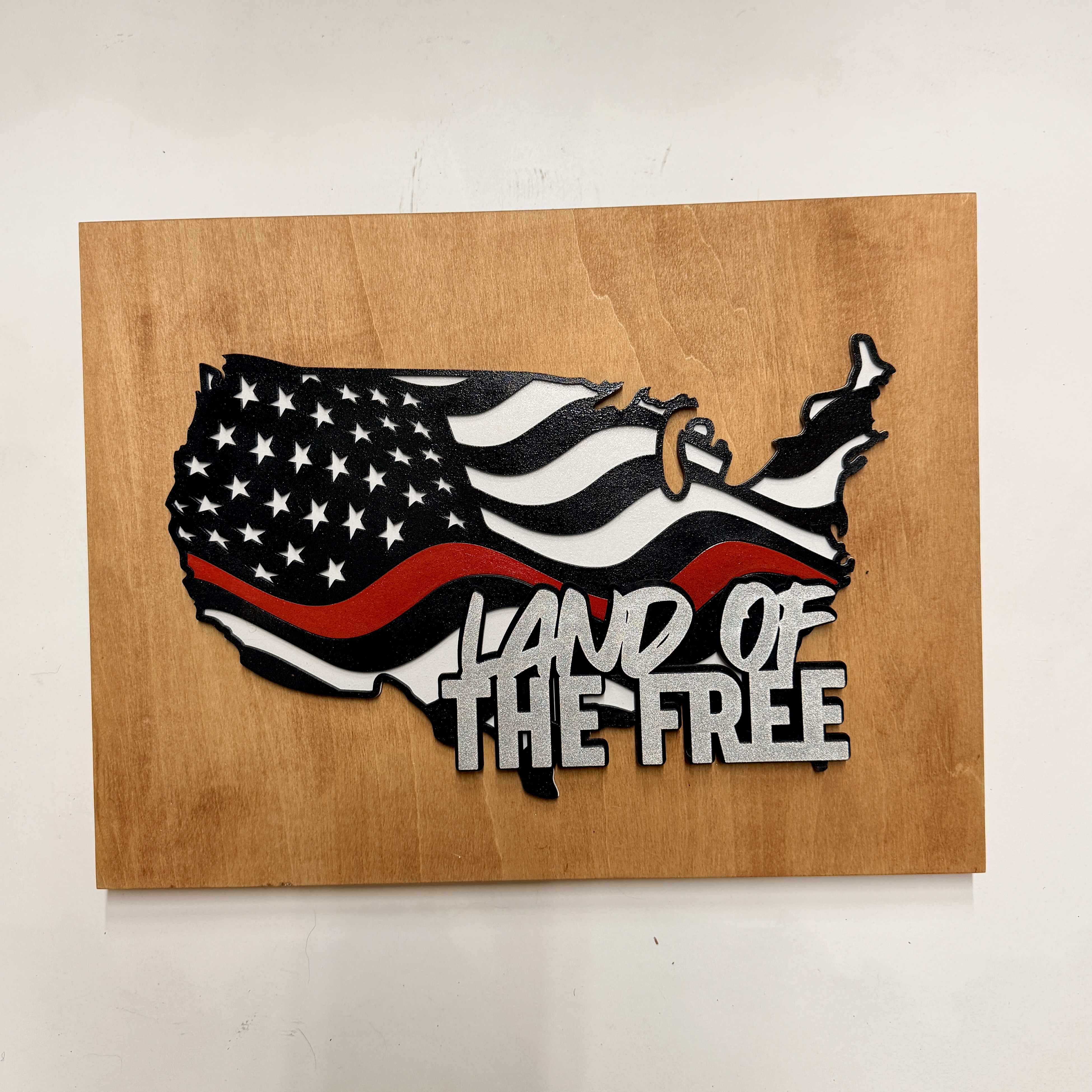 Thin Red Line American Flag Wood Wall Art – Fire Fighters Support with Custom Phrase - Image 6
