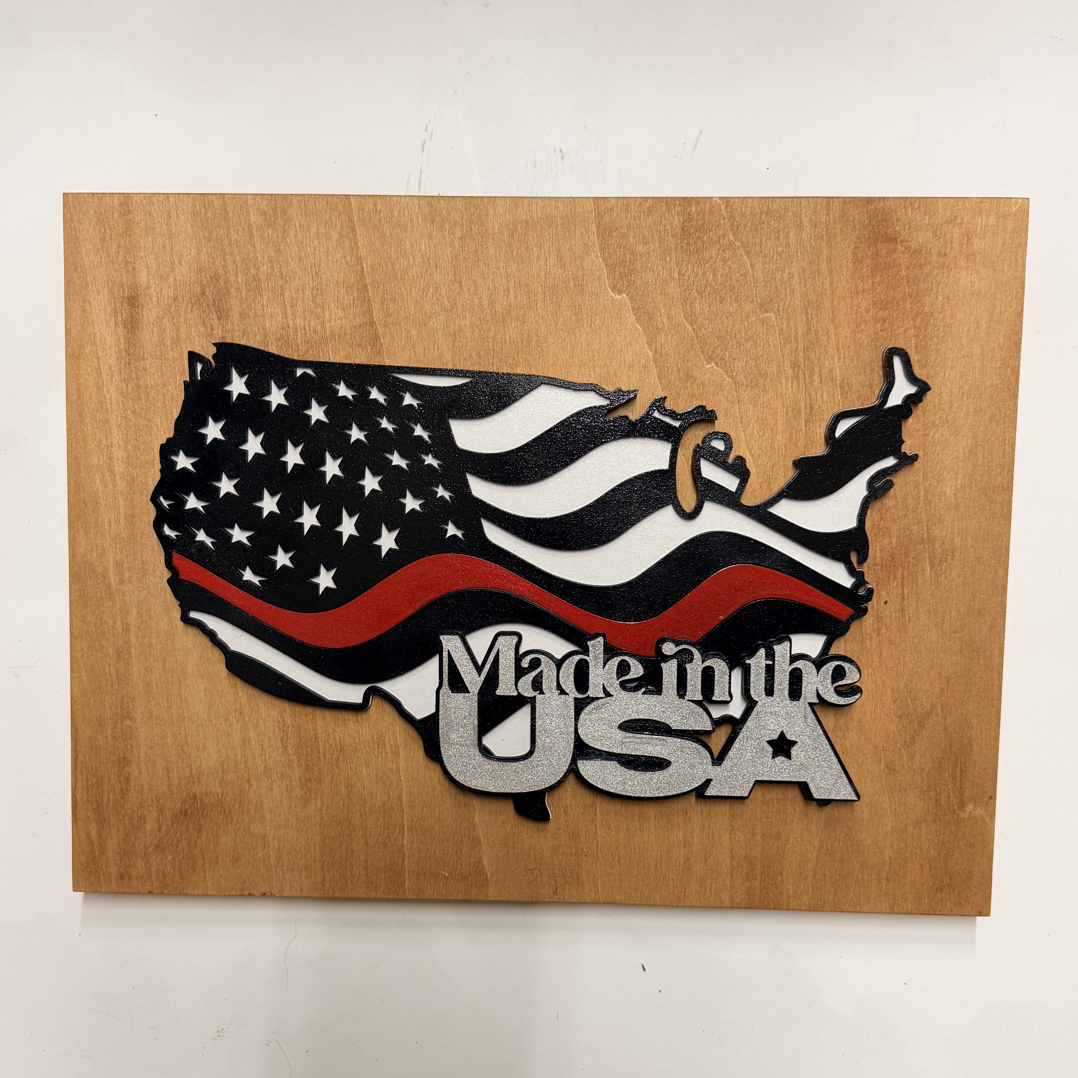 Thin Red Line American Flag Wood Wall Art – Fire Fighters Support with Custom Phrase - Image 9