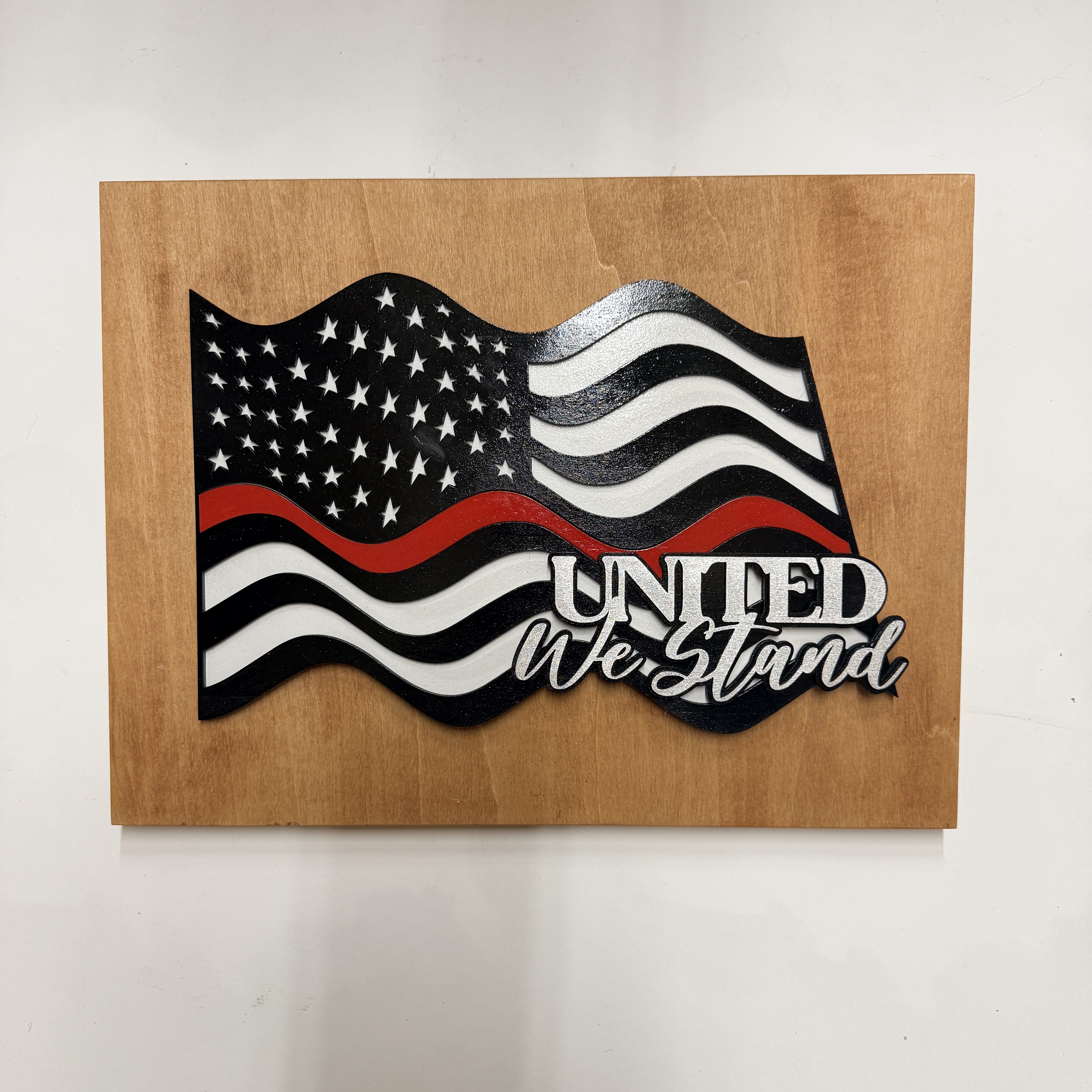 Thin Red Line American Flag Wood Wall Art – Fire Fighters Support with Custom Phrase - Image 15