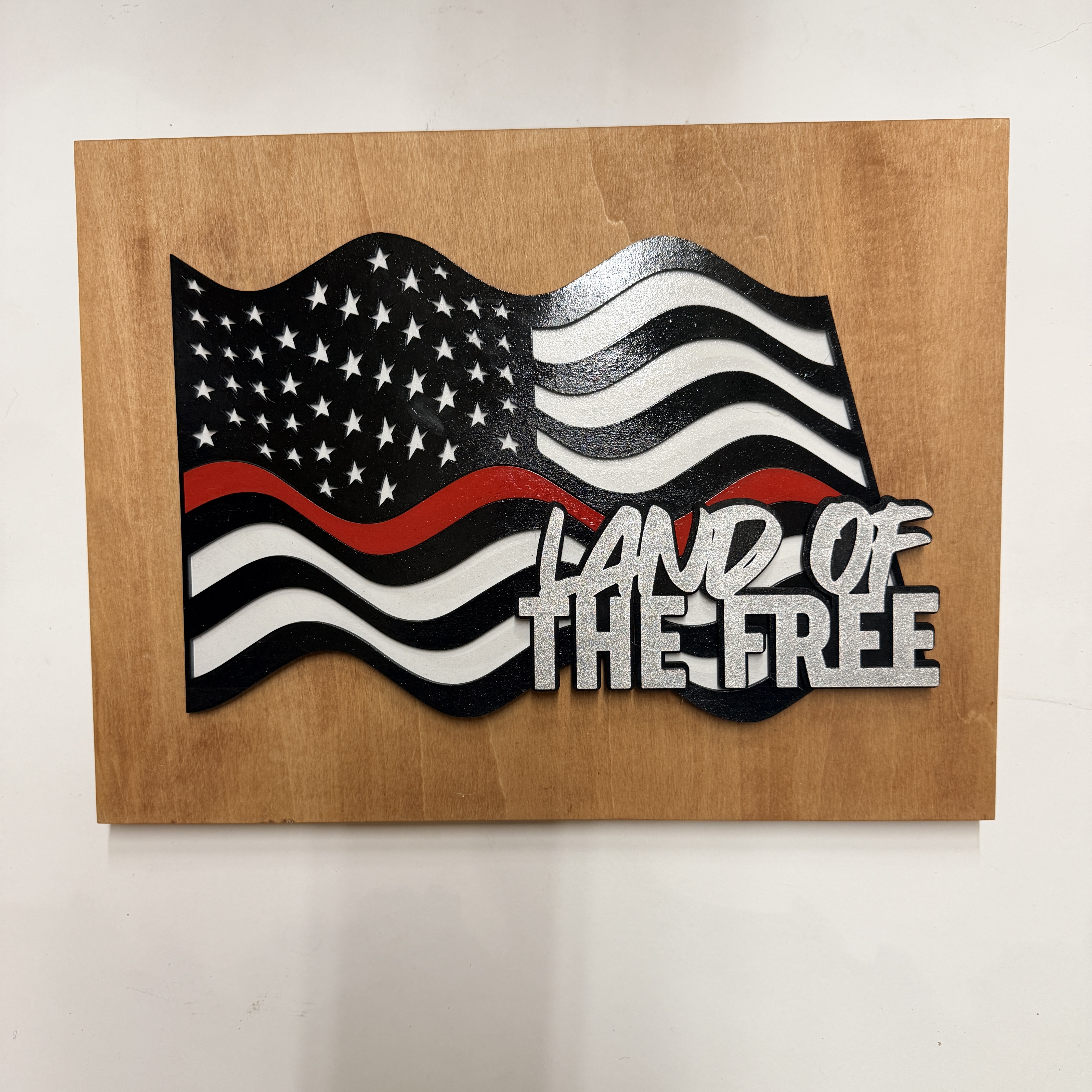 Thin Red Line American Flag Wood Wall Art – Fire Fighters Support with Custom Phrase - Image 17